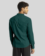 Load image into Gallery viewer, Green Giza Satin Cotton Full Sleeve and Chinese Collar Shirt For Men
