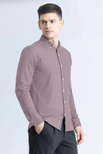 Load image into Gallery viewer, Maroon with White Check Cotton Full Sleeve Shirt For Men