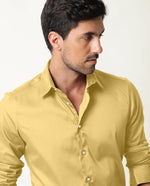 Load image into Gallery viewer, Yellow Giza Satin Cotton Full Sleeve Formal Shirt For Men
