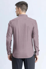Load image into Gallery viewer, Maroon with White Check Cotton Full Sleeve Shirt For Men