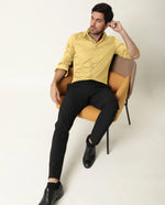 Load image into Gallery viewer, Yellow Giza Satin Cotton Full Sleeve Formal Shirt For Men
