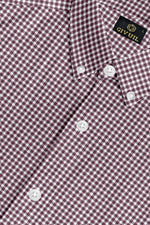 Load image into Gallery viewer, Maroon with White Check Cotton Full Sleeve Shirt For Men