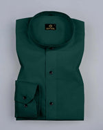 Load image into Gallery viewer, Green Giza Satin Cotton Full Sleeve and Chinese Collar Shirt For Men