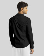 Load image into Gallery viewer, Black Giza Satin Cotton Full Sleeve and Chinese Collar Shirt For Men