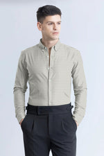 Load image into Gallery viewer, Olive with White Check Cotton Full Sleeve Shirt For Men
