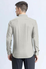 Load image into Gallery viewer, Olive with White Check Cotton Full Sleeve Shirt For Men