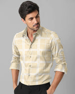 Load image into Gallery viewer, Yellow and White Checks Printed Casual Full Sleeve Shirt For Men With Pocket