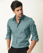 Load image into Gallery viewer, Mint Blue Premium Giza Satin Cotton Full Sleeve Shirt For Men - Givuil