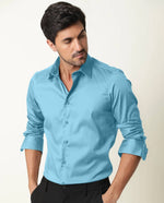 Load image into Gallery viewer, Sky Blue Premium Giza Satin Cotton Full Sleeve Shirt For Men - Givuil