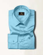 Load image into Gallery viewer, Sky Blue Premium Giza Satin Cotton Full Sleeve Shirt For Men - Givuil