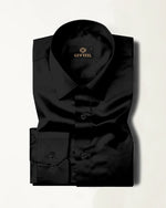 Load image into Gallery viewer, Black Premium Giza Satin Cotton Full Sleeve Shirt For Men - Givuil