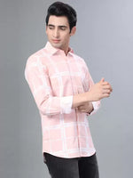 Load image into Gallery viewer, Pink and White Checks Printed Casual Full Sleeve Shirt For Men With Pocket