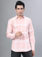 Load image into Gallery viewer, Pink and White Checks Printed Casual Full Sleeve Shirt For Men With Pocket