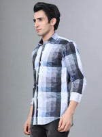 Load image into Gallery viewer, Blue and White Checks Printed Casual Full Sleeve Shirt For Men With Pocket