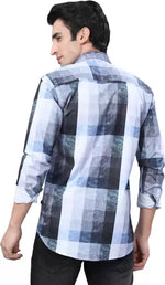 Load image into Gallery viewer, Blue and White Checks Printed Casual Full Sleeve Shirt For Men With Pocket