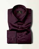 Load image into Gallery viewer, Wine Raisin Premium Giza Satin Cotton Full Sleeve Shirt For Men - Givuil