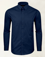Load image into Gallery viewer, Navy Blue Premium Giza Satin Cotton Full Sleeve Shirt For Men - Givuil