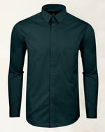 Load image into Gallery viewer, Dark Green Premium Giza Satin Cotton Full Sleeve Shirt For Men - Givuil
