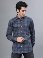 Load image into Gallery viewer, Grey Checks Printed Casual Full Sleeve Shirt For Men With Pocket