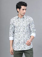 Load image into Gallery viewer, Green Leaf Printed Casual Full Sleeve Cotton Shirt For Men