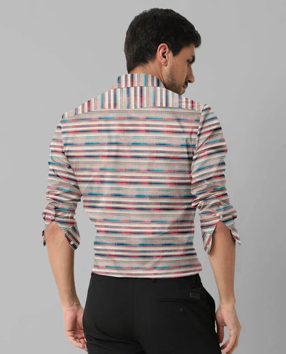 Multi lining Printed Casual Full Sleeve Cotton Shirt For Men With Pocket