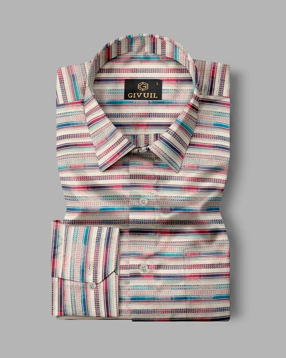 Multi lining Printed Casual Full Sleeve Cotton Shirt For Men With Pocket