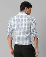 Load image into Gallery viewer, Blue and White Mini Checks Printed Casual Full Sleeve Shirt For Men With Pocket
