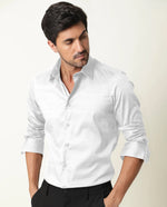 Load image into Gallery viewer, White Linen Full Sleeve Formal Shirt For Men

