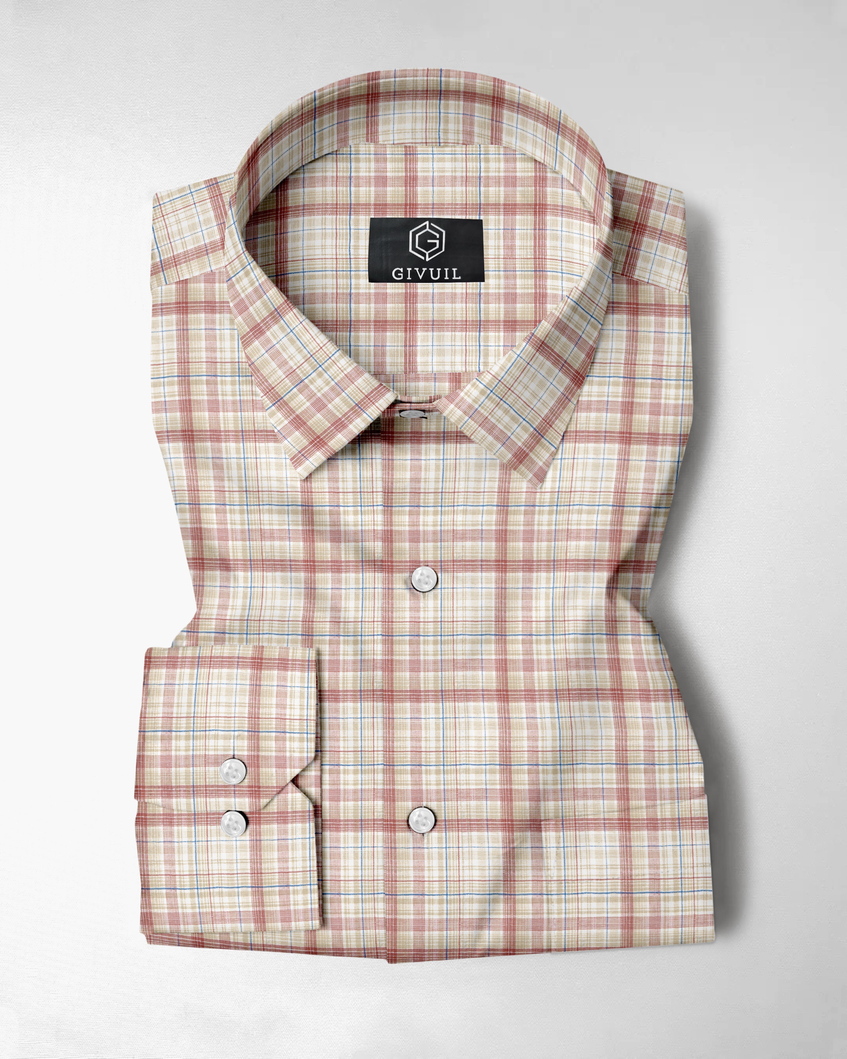 Sand & Sienna Blue Cotton Linen Check Shirt