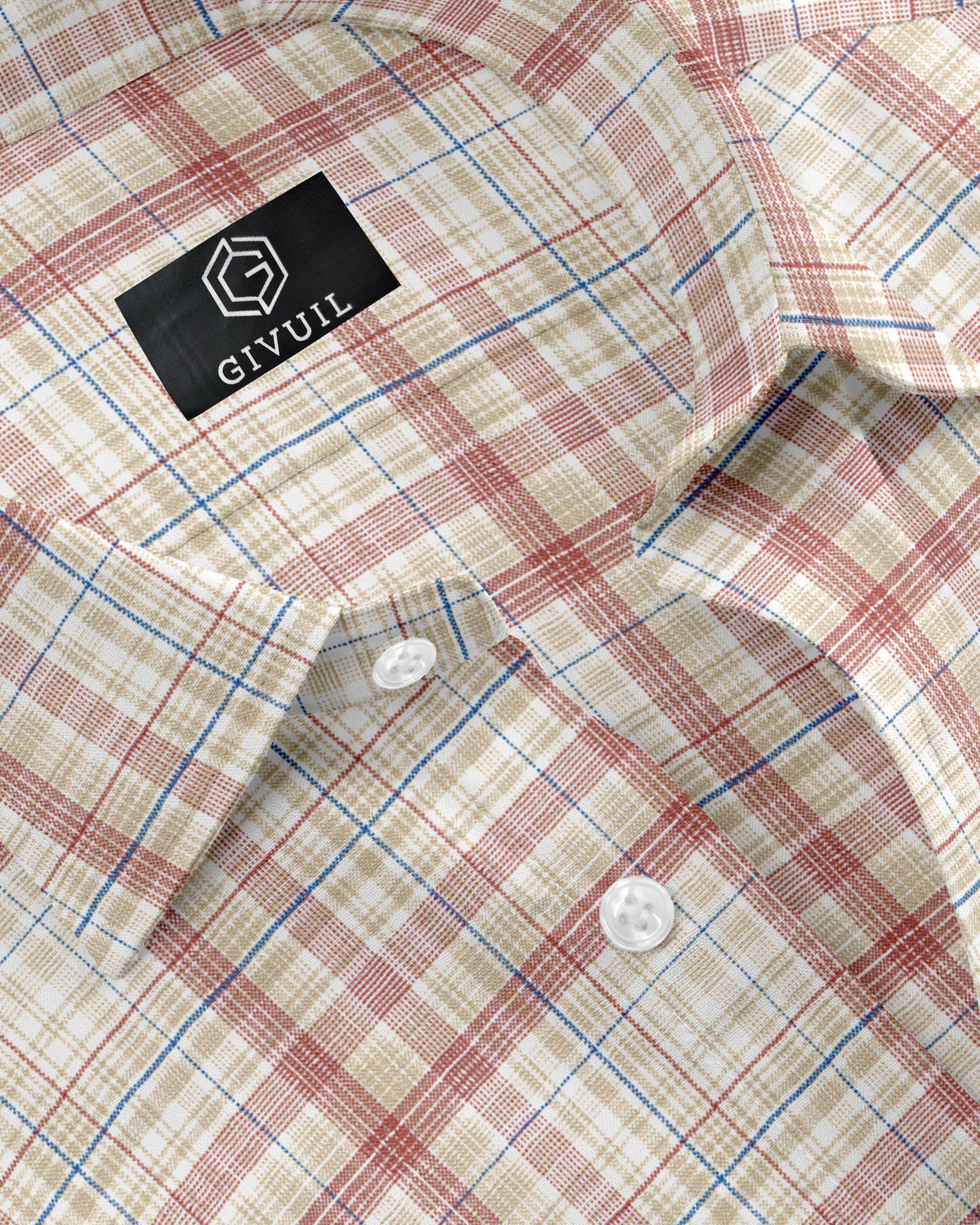 Sand & Sienna Blue Cotton Linen Check Shirt