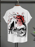 Load image into Gallery viewer, Half Sleeve Printed Linen Shirt – White Front &amp; Japanese Back Design
