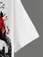 Load image into Gallery viewer, Half Sleeve Printed Linen Shirt – White Front &amp; Japanese Back Design
