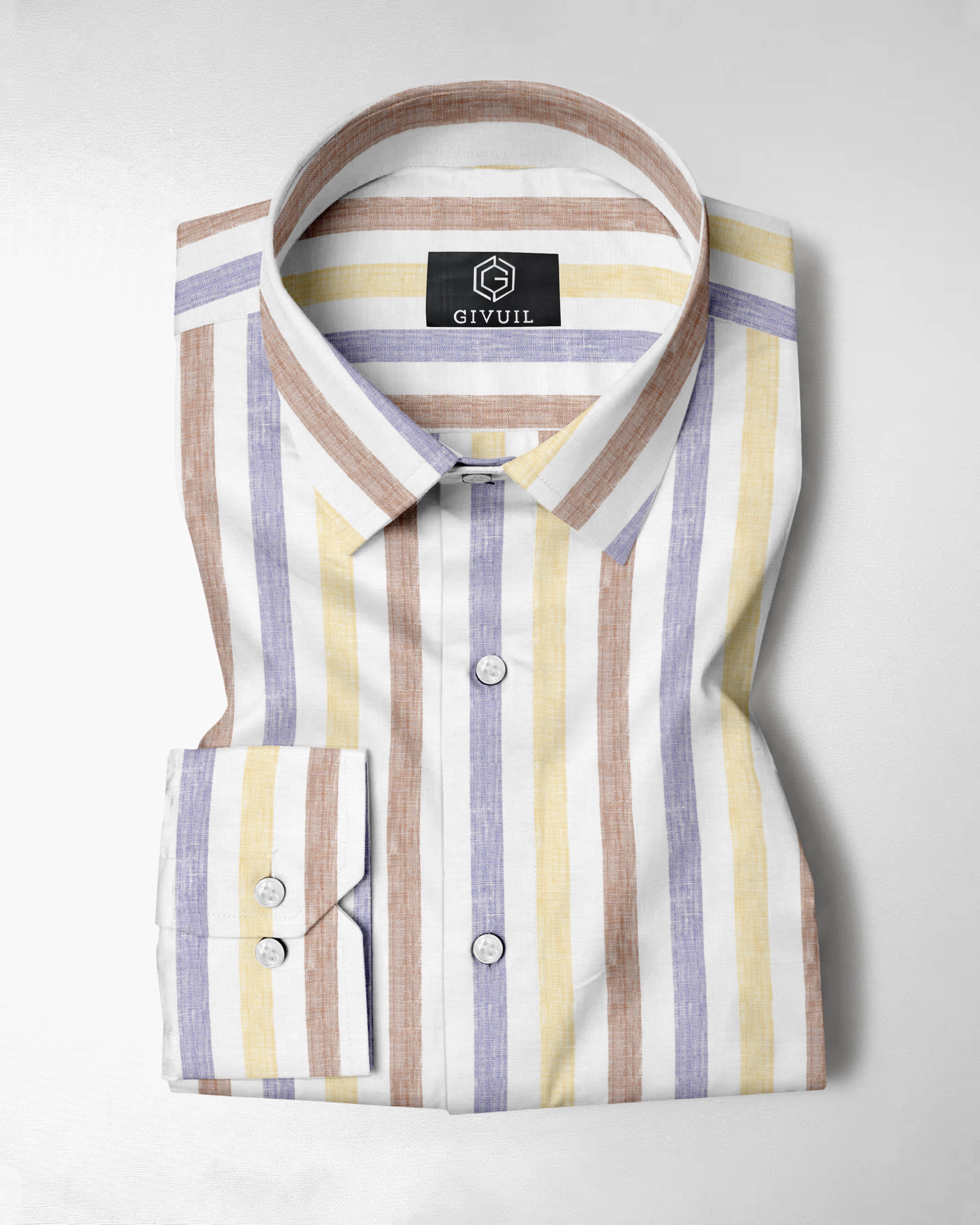 Men’s Pastel Stripe Linen Shirt