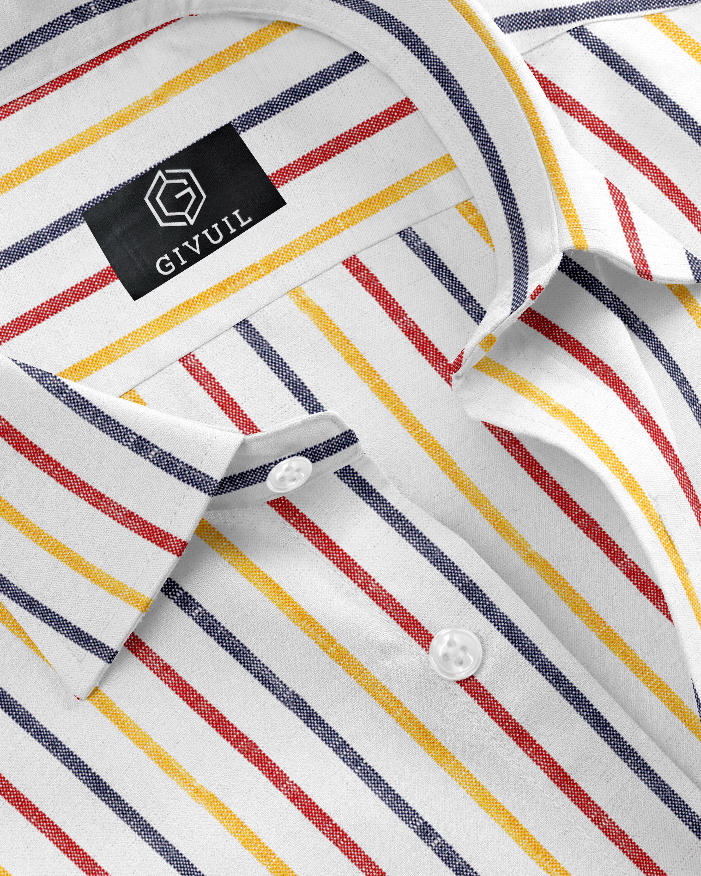 Men’s Multicolor Vertical Stripe Linen Shirt