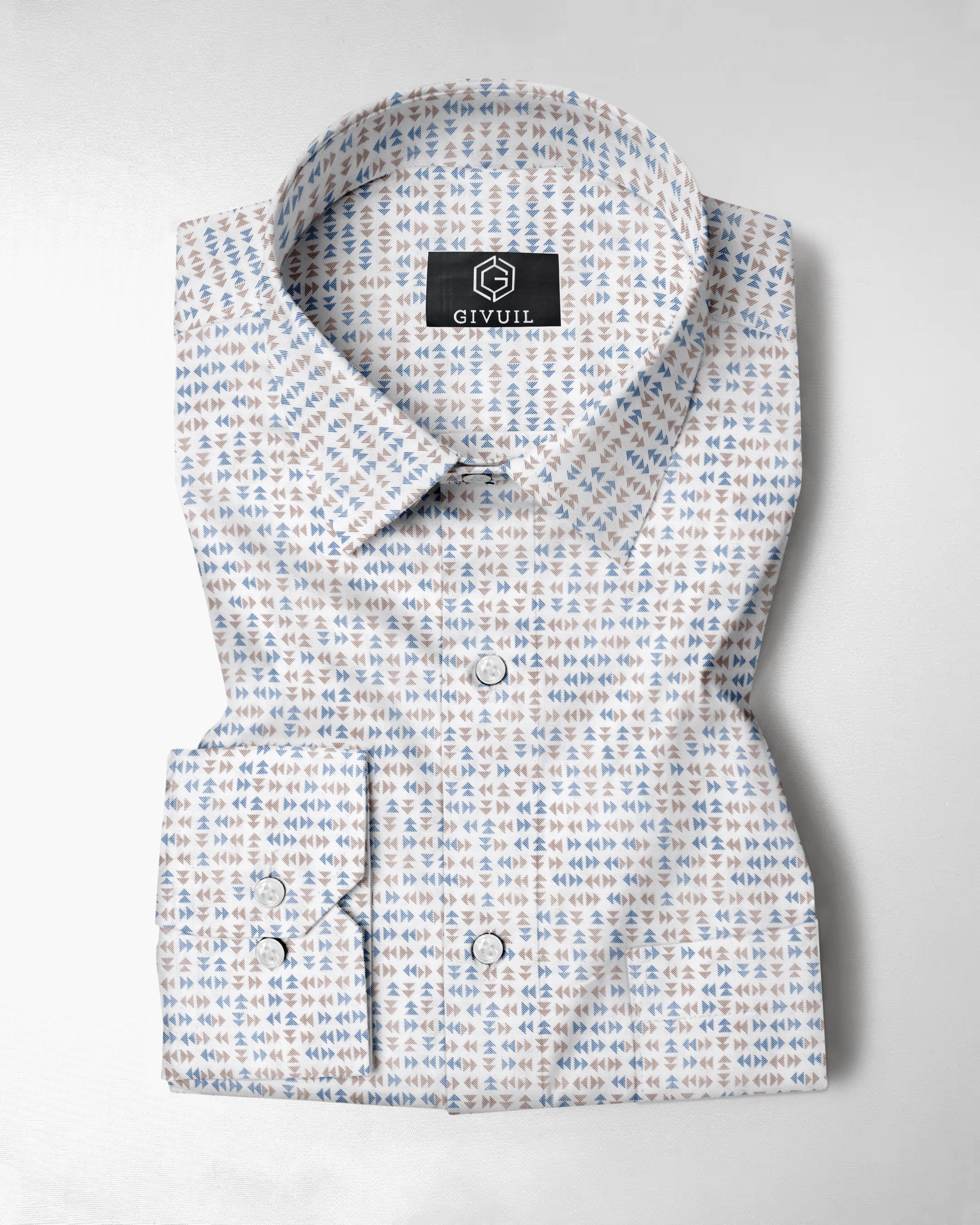 Men's Brawn and Blue Tringle Print Casual Shirt