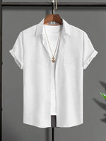 Load image into Gallery viewer, Half Sleeve Printed Linen Shirt – White Front &amp; Cowboy Back Design
