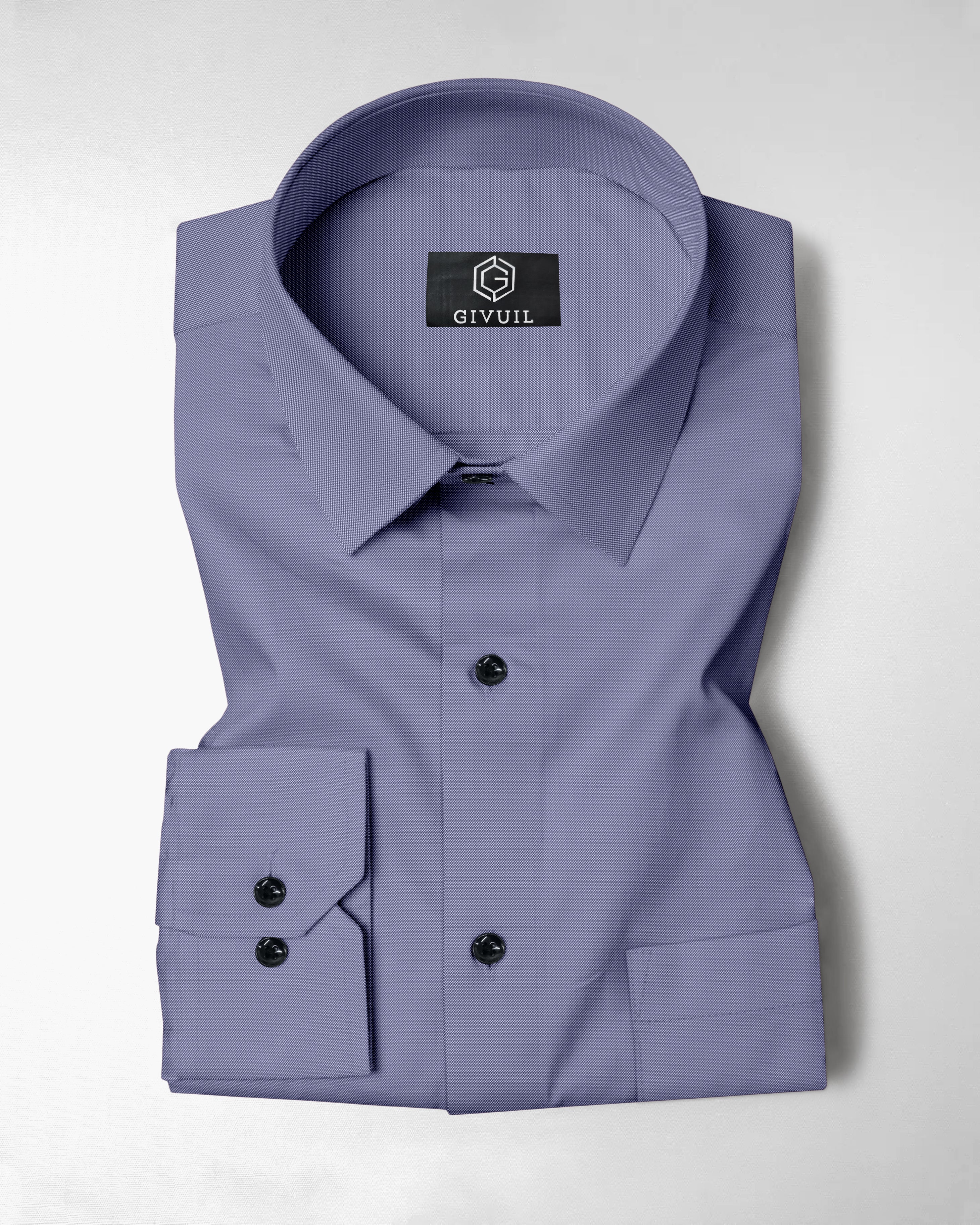 Men's Solid Slate Blue Oxford Cotton Formal Shirt