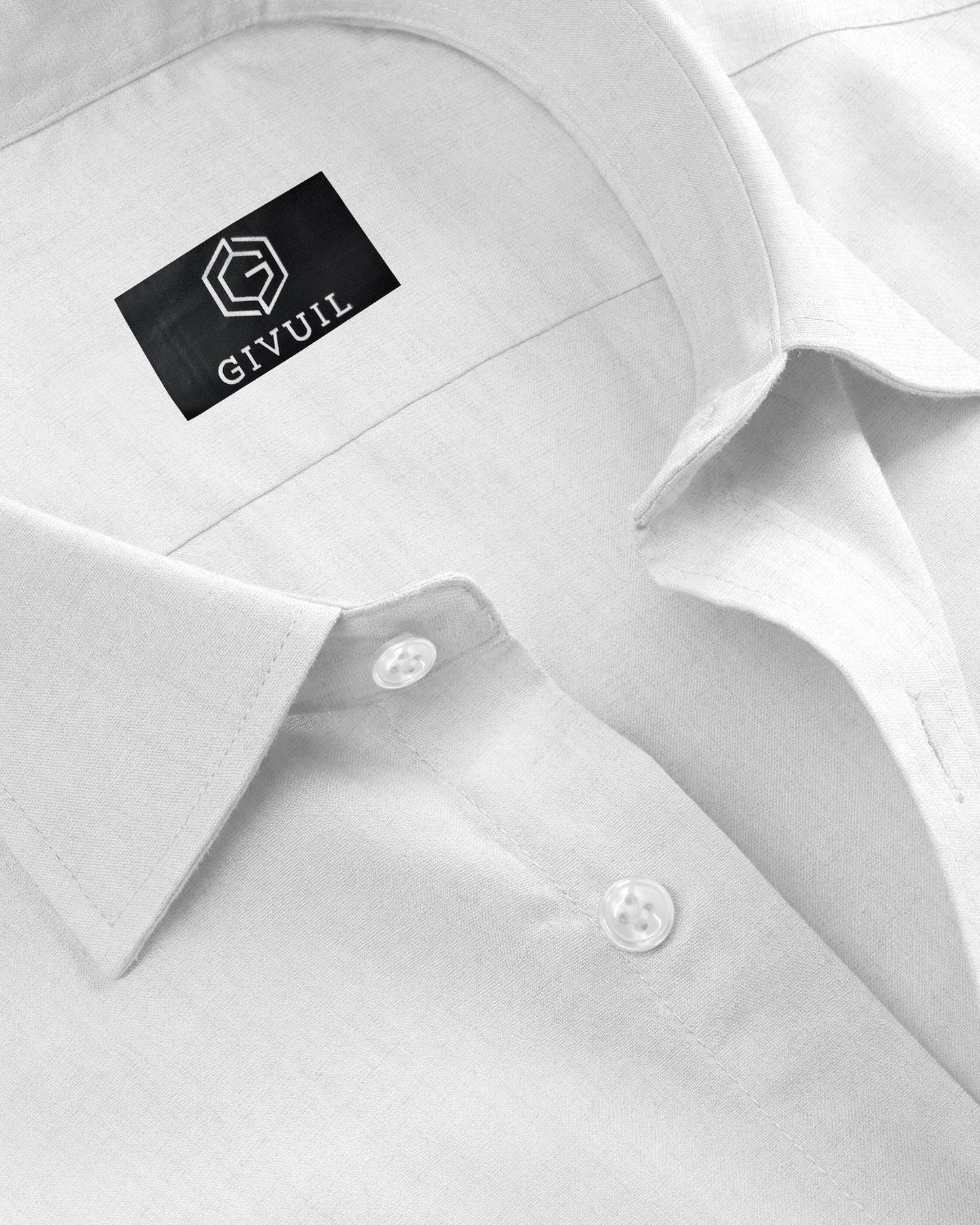 White Solid Gizza Cotton Formal Shirts For Men