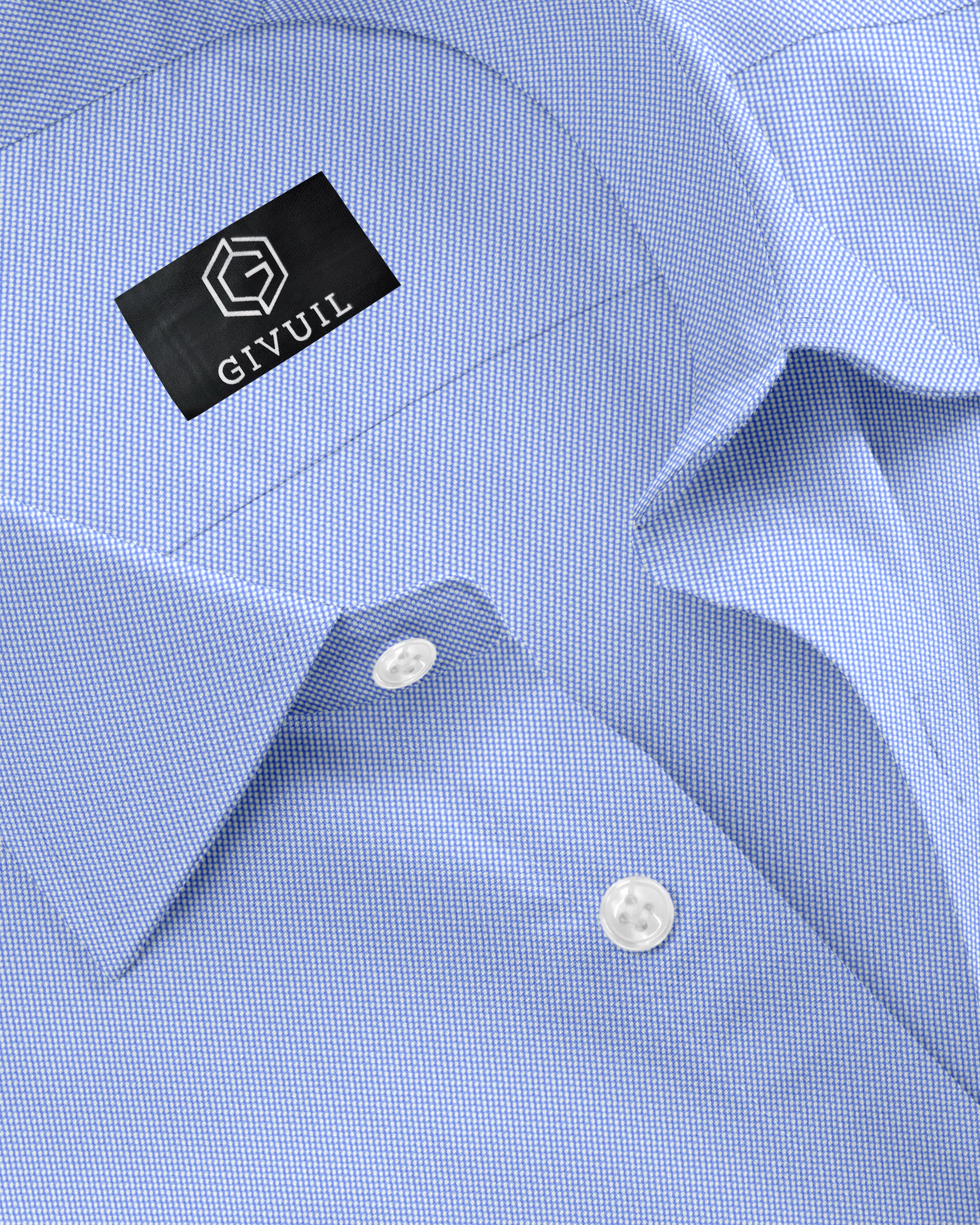 Men's Solid Medium Blue Oxford Cotton Formal Shirt