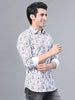 Red Leaf Printed Casual Full Sleeve Cotton Shirt For Men