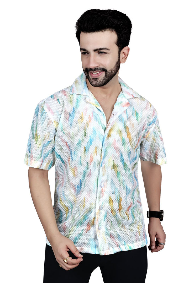 Color Splash Linen Half-Sleeve Shirt
