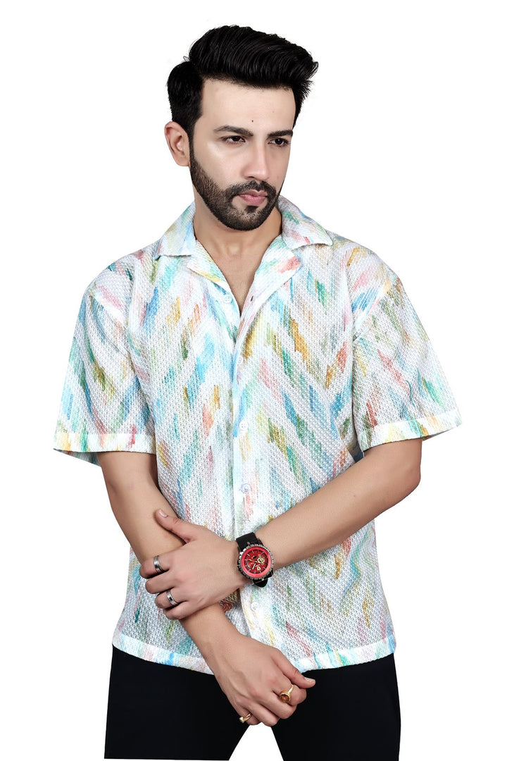 Color Splash Linen Half-Sleeve Shirt