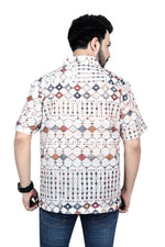 Load image into Gallery viewer, Geometric Printed Linen Half-Sleeve Shirt
