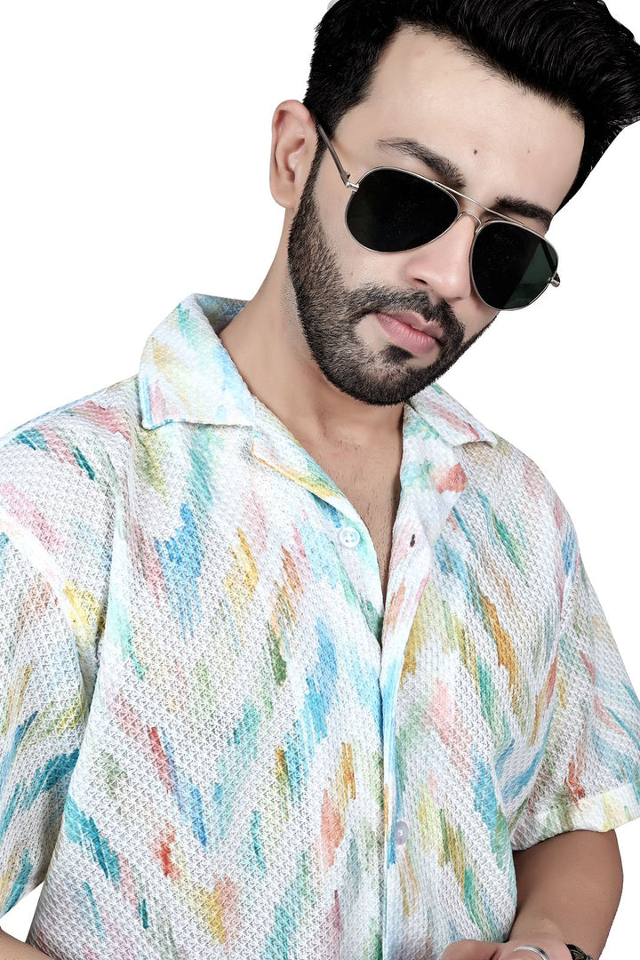 Color Splash Linen Half-Sleeve Shirt