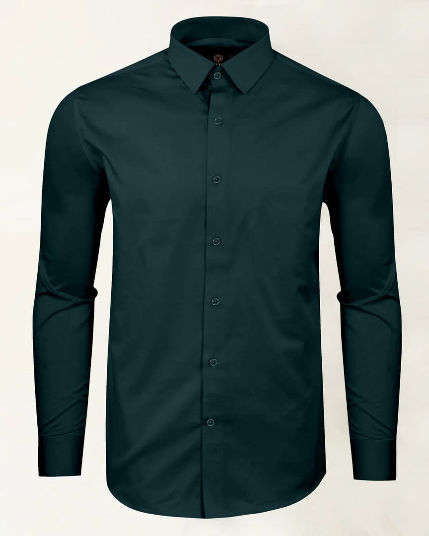 Dark Green Premium Giza Satin Cotton Full Sleeve Shirt For Men - Givuil