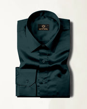 Dark Green Premium Giza Satin Cotton Full Sleeve Shirt For Men - Givuil