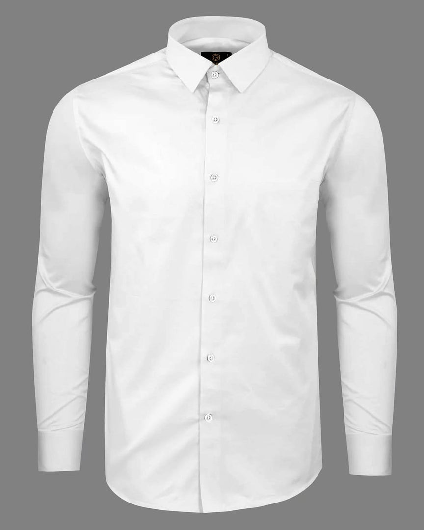 White Premium Giza Satin Cotton Full Sleeve Shirt For Men - Givuil