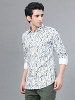 Load image into Gallery viewer, Green Leaf Printed Casual Full Sleeve Cotton Shirt For Men
